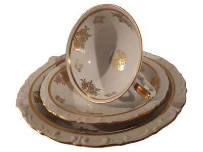 Kahla Sammelgedeck 3tlg Porzellan Rosen Blumenmuster Weiß 20cm