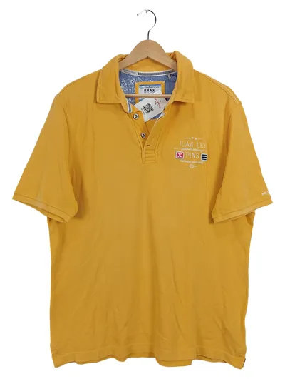 BRAX Herren Poloshirt Gelb Gr. 50;L Juan Les Pins Stickerei Baumwolle Piqué