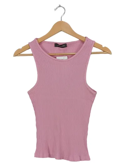 SASSYCLASSY Damen Tank Top Rippstrick Rosa Gr. 38 M Ärmellos