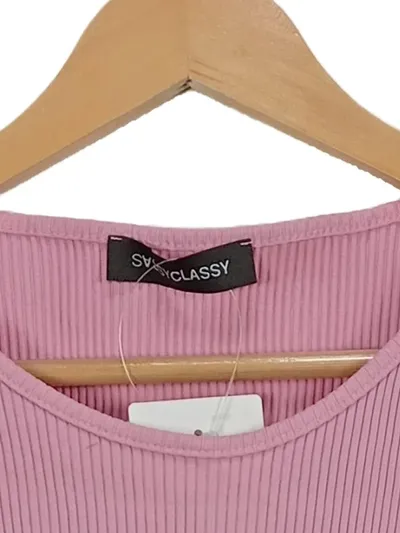 SASSYCLASSY Damen Tank Top Rippstrick Rosa Gr. 38 M Ärmellos
