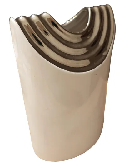 GILDE Dekoschale Keramik Beige Modern Struktur Metallic 22cm 14cm