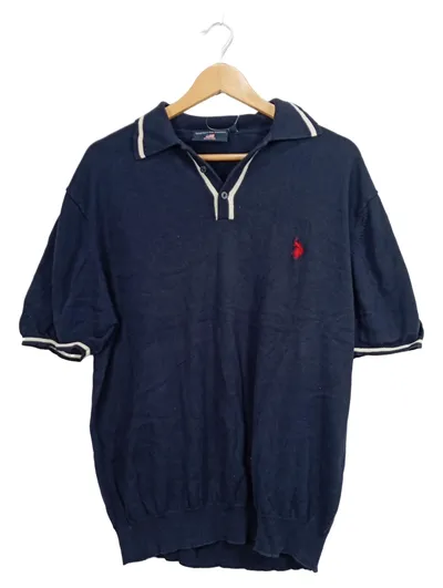 U.S. Polo Assn. Herren Poloshirt Strick Navy Blau Gr. M Baumwolle