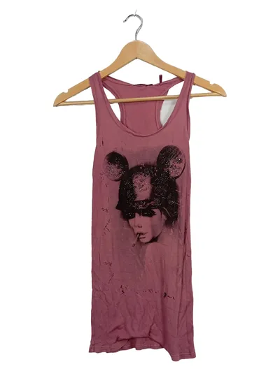 Rich & Royal Damen Tanktop Rosa Gr. S Print Strasssteine Baumwolle