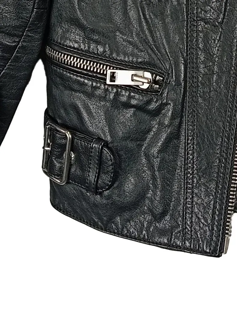 Diesel Lederjacke Damen Gr. 36 S Schwarz Bikerjacke Echtleder Casual Jacke 7
