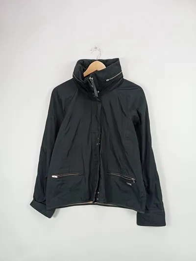 Abercrombie & Fitch Jacke Damen Gr. 40 L Schwarz Übergangsjacke Stehkragen