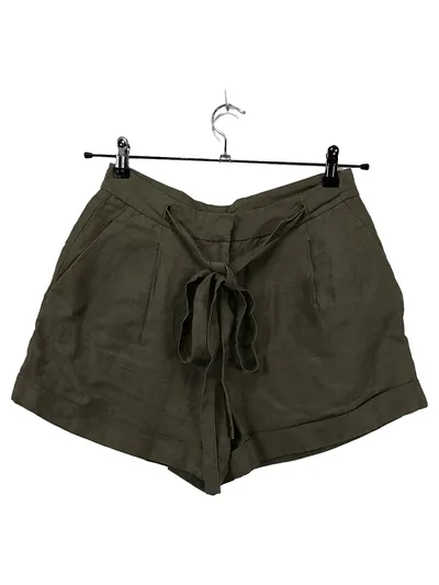 Massimo Dutti Damen Shorts Gr. 38 Oliv Leinen Bindegürtel