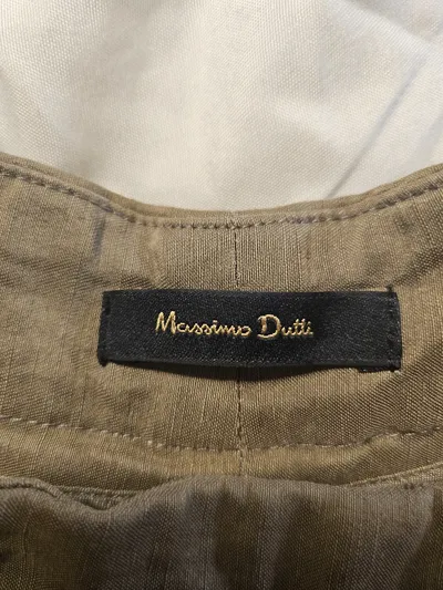 Massimo Dutti Damen Shorts Gr. 38 Oliv Leinen Bindegürtel