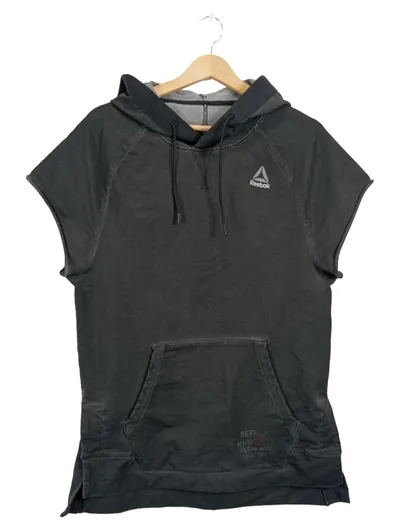 Reebok Damen Kapuzenpullover Ärmellos Hoodie Grau Gr. S Sport