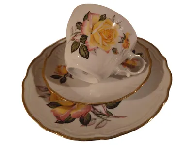 Wunsiedel Porzellan Tasse Untertasse Teller Set Rosen Blumenmuster Mehrfarbig