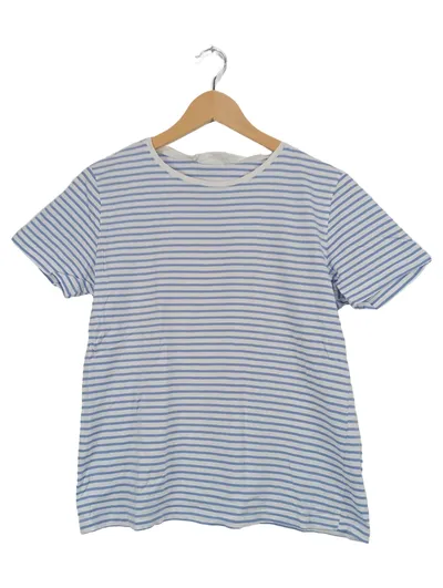 MANGO MNG Damen T-Shirt Gr. 38/M Blau Weiß Gestreift Maritim Kurzarm