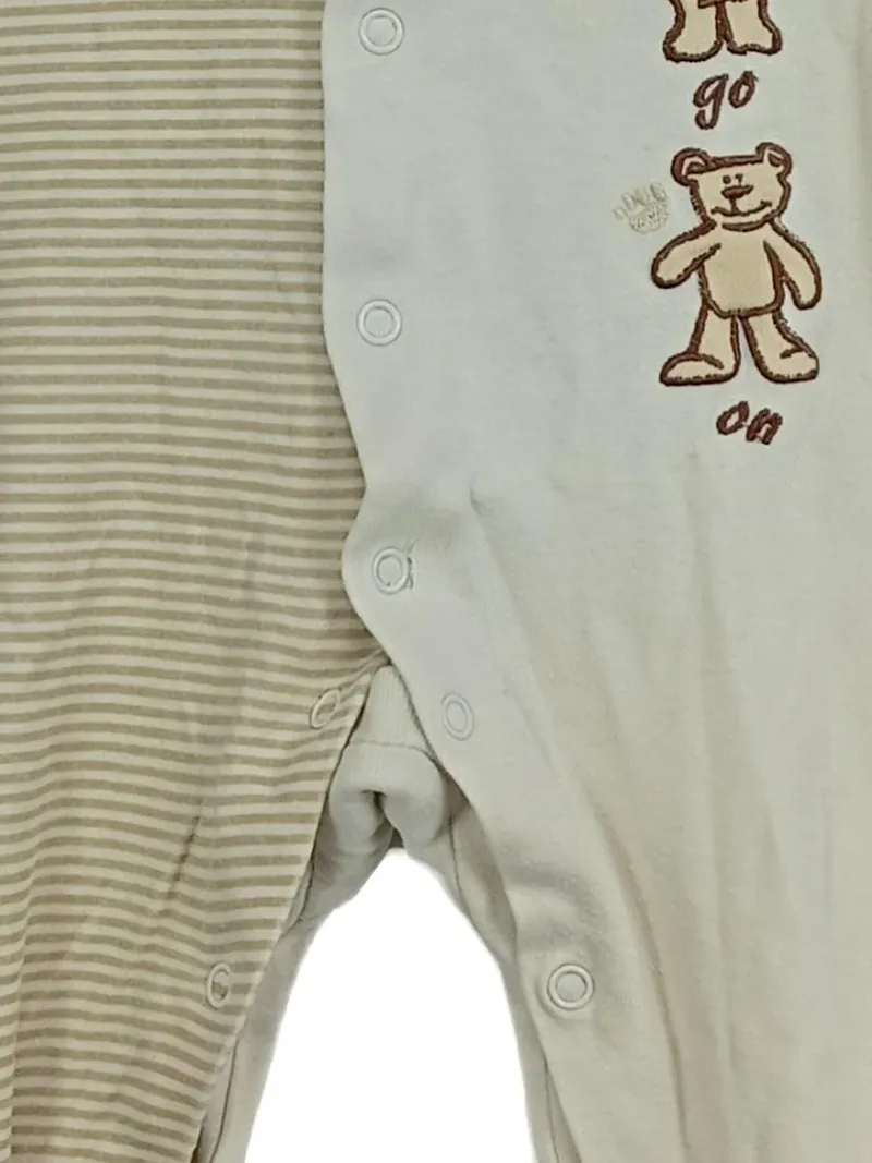 BERTI Baby Strampler Schlafanzug Gr. 62/68 Beige Teddy Bär Motiv 4