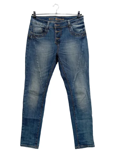 Blue Monkey Damen Jeans Slim Fit W29/L32 Blau Nieten Stretch
