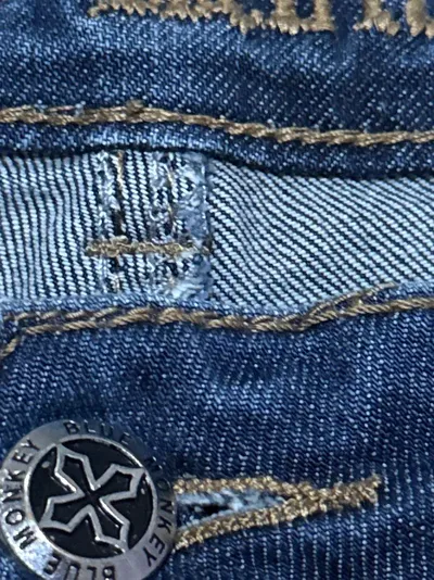 Blue Monkey Damen Jeans Slim Fit W29/L32 Blau Nieten Stretch