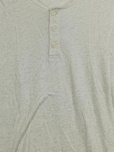 Abercrombie & Fitch Herren Henley T-Shirt Gr. M Beige Meliert Baumwolle