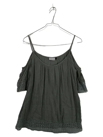 Pigalle Damen Cold-Shoulder Top Gr. 34/XS Oliv Häkeldetails Boho