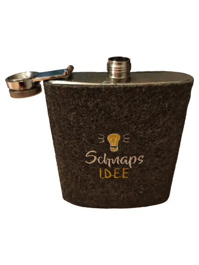 GILDE Trinkflasche Edelstahl Spruch Motiv Flachmann Grau 12cm