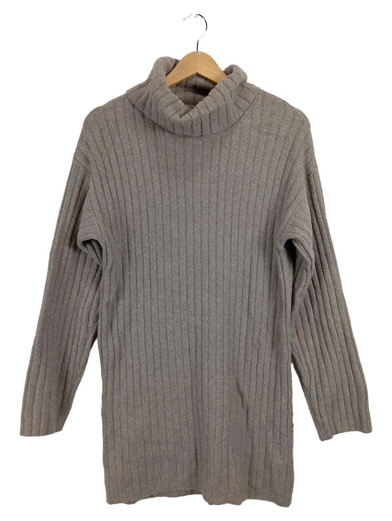 Abercrombie & Fitch Pullover Damen Rollkragen Strick Rippstrick Beige Gr. M 1
