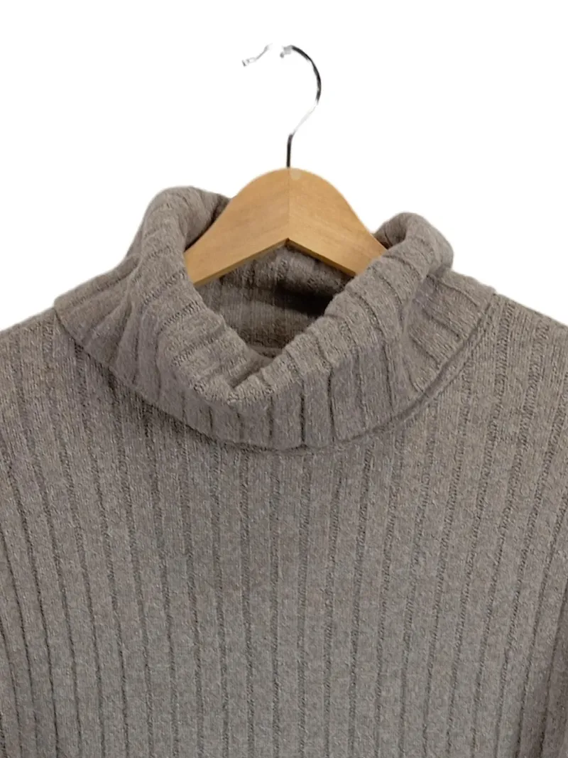 Abercrombie & Fitch Pullover Damen Rollkragen Strick Rippstrick Beige Gr. M 3