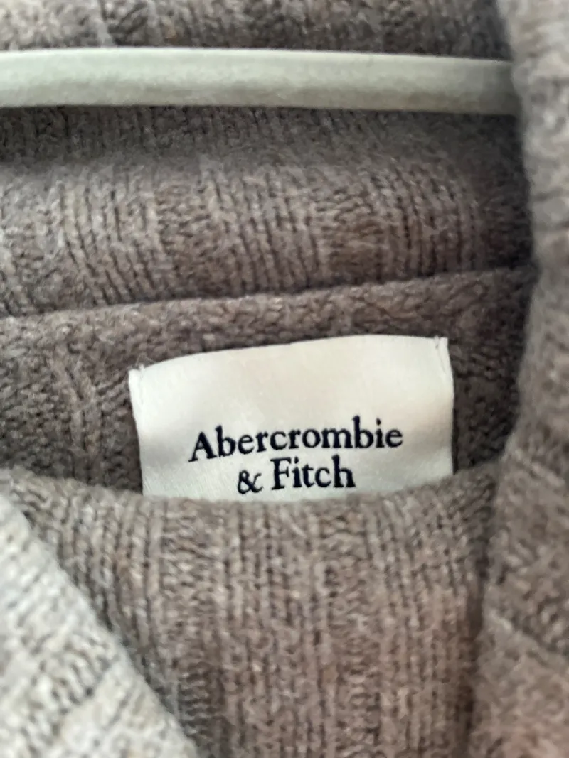Abercrombie & Fitch Pullover Damen Rollkragen Strick Rippstrick Beige Gr. M 5