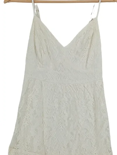 Hollister Damen Spitzenkleid Sommerkleid Weiß Gr. 36/S Trägerkleid