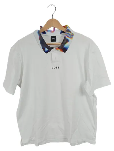 BOSS Herren Poloshirt Digital Artwork Maxim Zhestkov Weiß Gr. L