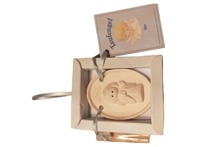 Traumzauberbaum Engel Charm Anhänger Keramik Beige Festlich Deko 8cm