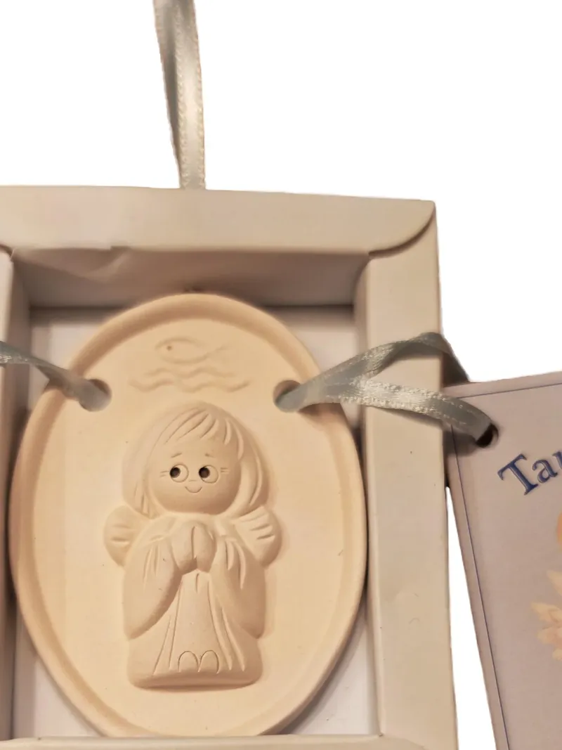 Traumzauberbaum Engel Charm Anhänger Keramik Beige Festlich Deko 8cm 2