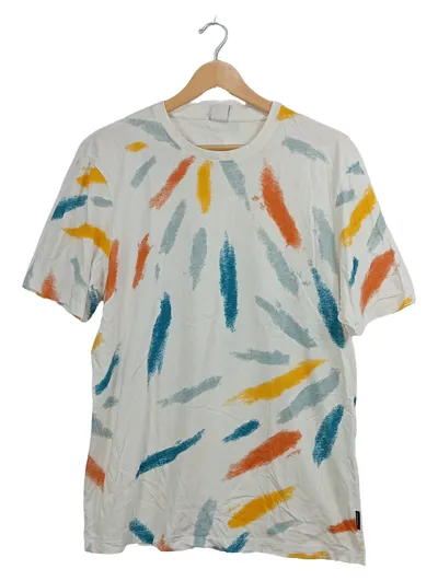 Springfield T-Shirt Herren Gr. 38/M Weiß Mehrfarbig Abstrakt Baumwolle