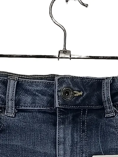 PIECES Damen Jeansrock Gr. S/36 Blau Fransensaum Stretch Denim