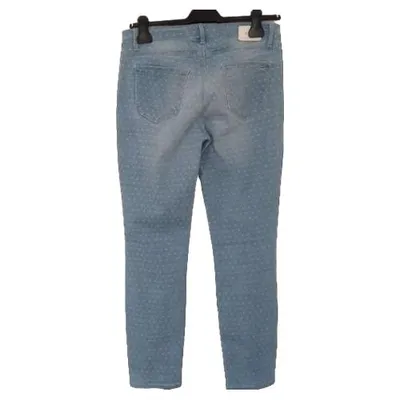 BRAX Damen Jeans Slim Fit Gr. 34 Hellblau Gepunktet Baumwolle