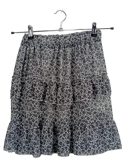 TMRW Damen Minirock Blumenmuster Rüschen Schwarz Weiß Gr. S