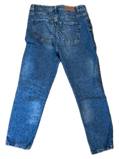 ZARA Mom Jeans Damen Gr. 40/L Blau High Waist Baumwolle Casual