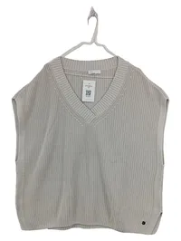 Better Rich Pullunder Damen Strickweste Gr. 44/XXL Beige Baumwolle V-Ausschnitt 1