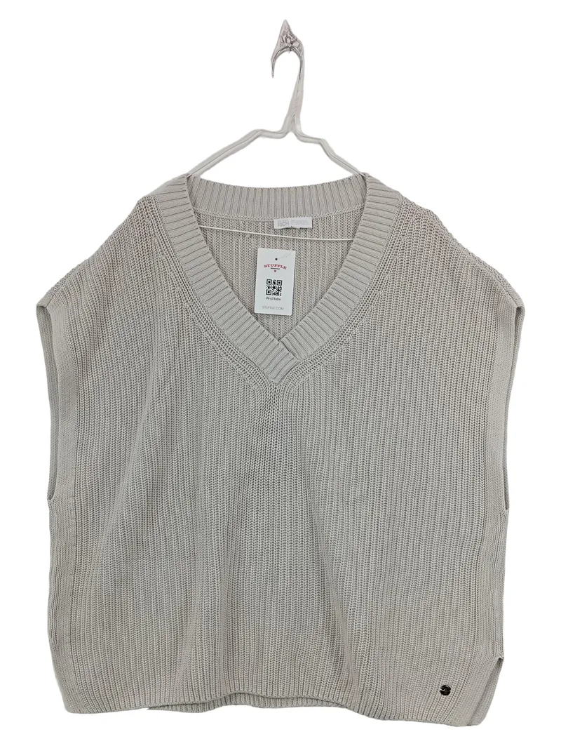 Better Rich Pullunder Damen Strickweste Gr. 44/XXL Beige Baumwolle V-Ausschnitt 1