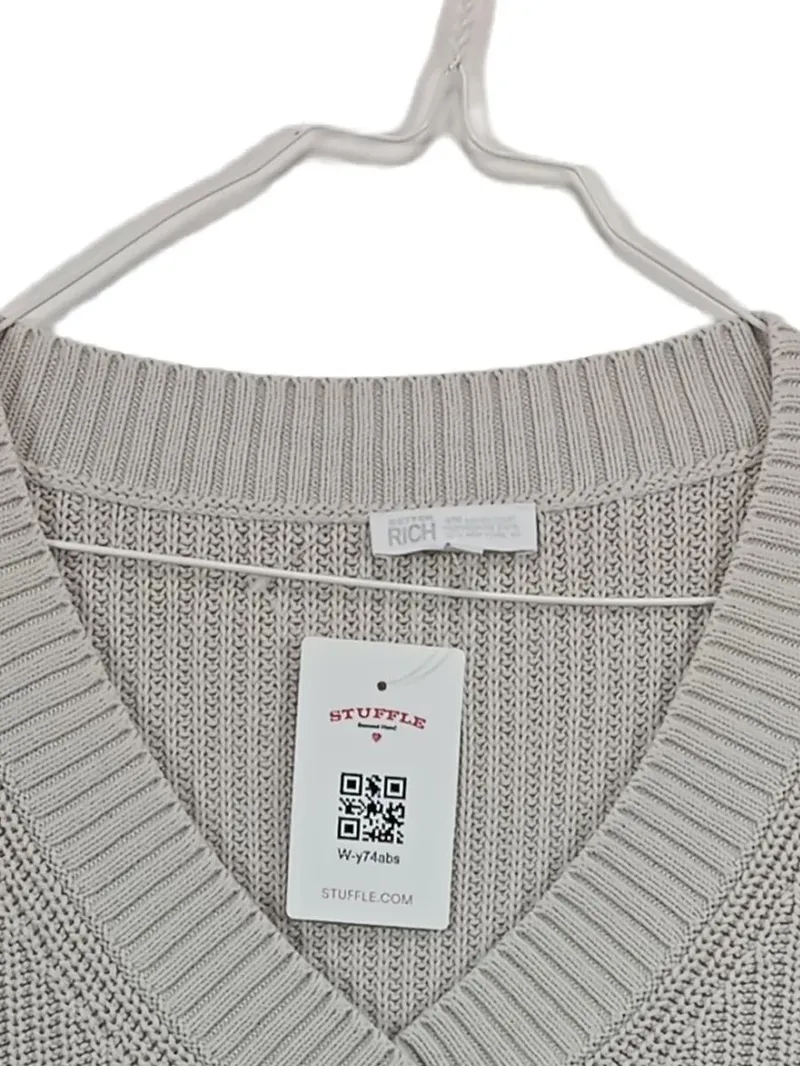 Better Rich Pullunder Damen Strickweste Gr. 44/XXL Beige Baumwolle V-Ausschnitt 2