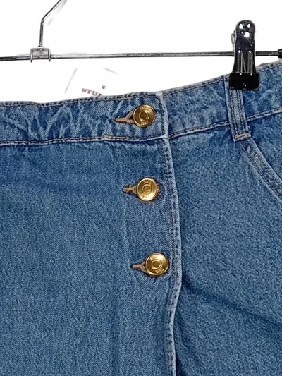 ZARA Damen Jeansrock Gr. 40/L Blau Knopfleiste Fransen Denim