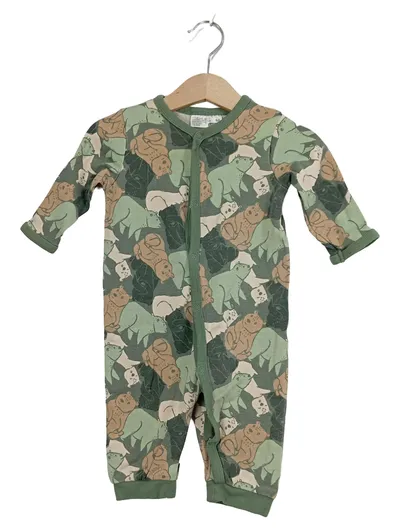 Ergee Baby Schlafanzug Strampler Gr. 68 Bärenmuster Grün Baumwolle