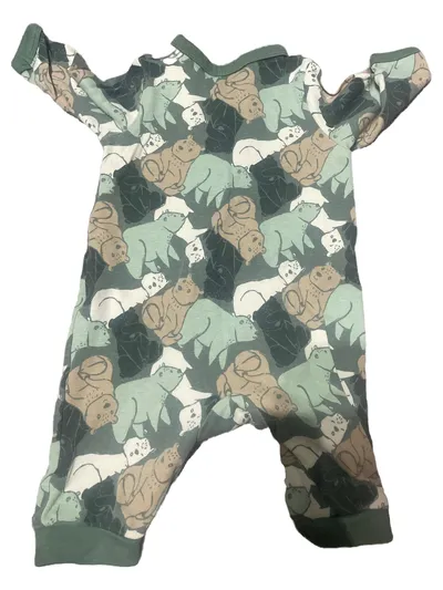 Ergee Baby Schlafanzug Strampler Gr. 68 Bärenmuster Grün Baumwolle