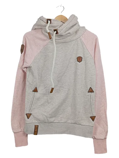 Naketano Damen Hoodie Kapuzenpullover Gr. L Grau Rosa Meliert
