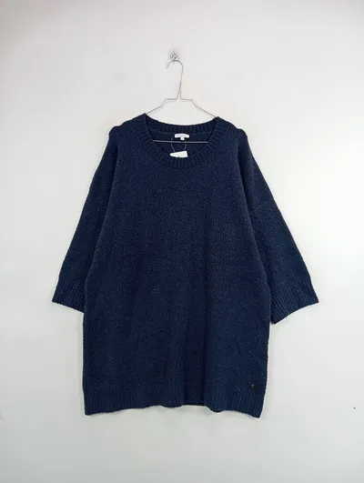 Better Rich Pullover Damen Gr. 40 L Blau Oversized Grobstrick 3/4 Arm Wollmix