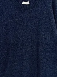 Better Rich Pullover Damen Gr. 40 L Blau Oversized Grobstrick 3/4 Arm Wollmix 4