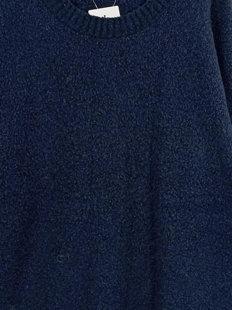 Better Rich Pullover Damen Gr. 40 L Blau Oversized Grobstrick 3/4 Arm Wollmix 4