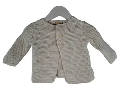 Staccato Strickjacke Baby Mädchen Gr. 68 Weiß Langarm Baumwolle