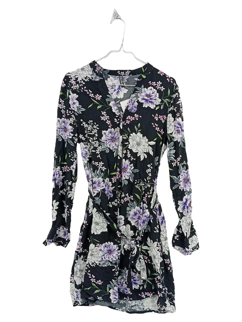 PIECES Damen Wickelkleid Blumenmuster Gr. 36/S Schwarz Floral 1