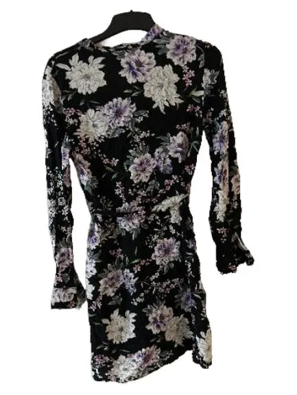 PIECES Damen Wickelkleid Blumenmuster Gr. 36/S Schwarz Floral 4