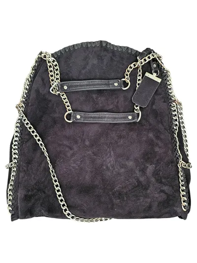 Steve Madden Damen Umhängetasche Schwarz Wildleder Kettenbesatz Groß