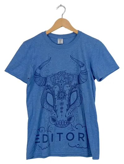 Gildan T-Shirt Editors Stierkopf Mandala Design Herren Gr. S Blau
