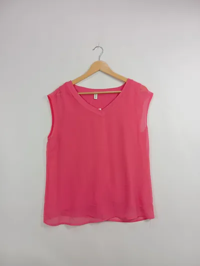 Soyaconcept Damen Top V-Ausschnitt Ärmellos Pink Gr. 36/S Casual