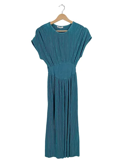 ZARA Plissiertes Maxikleid Damen Petrol Gr. S/36 Elegant Sommer