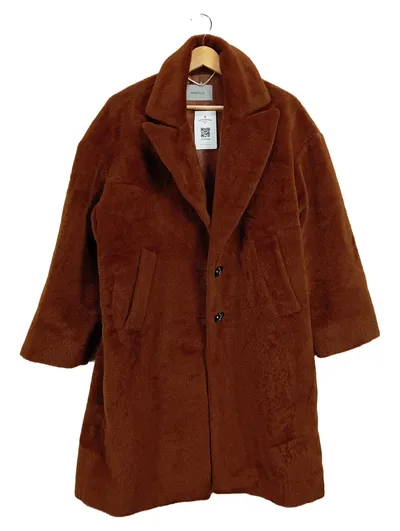 Marella Damen Wollmantel Alpaka Teddy Coat Gr. 36 Braun Elegant